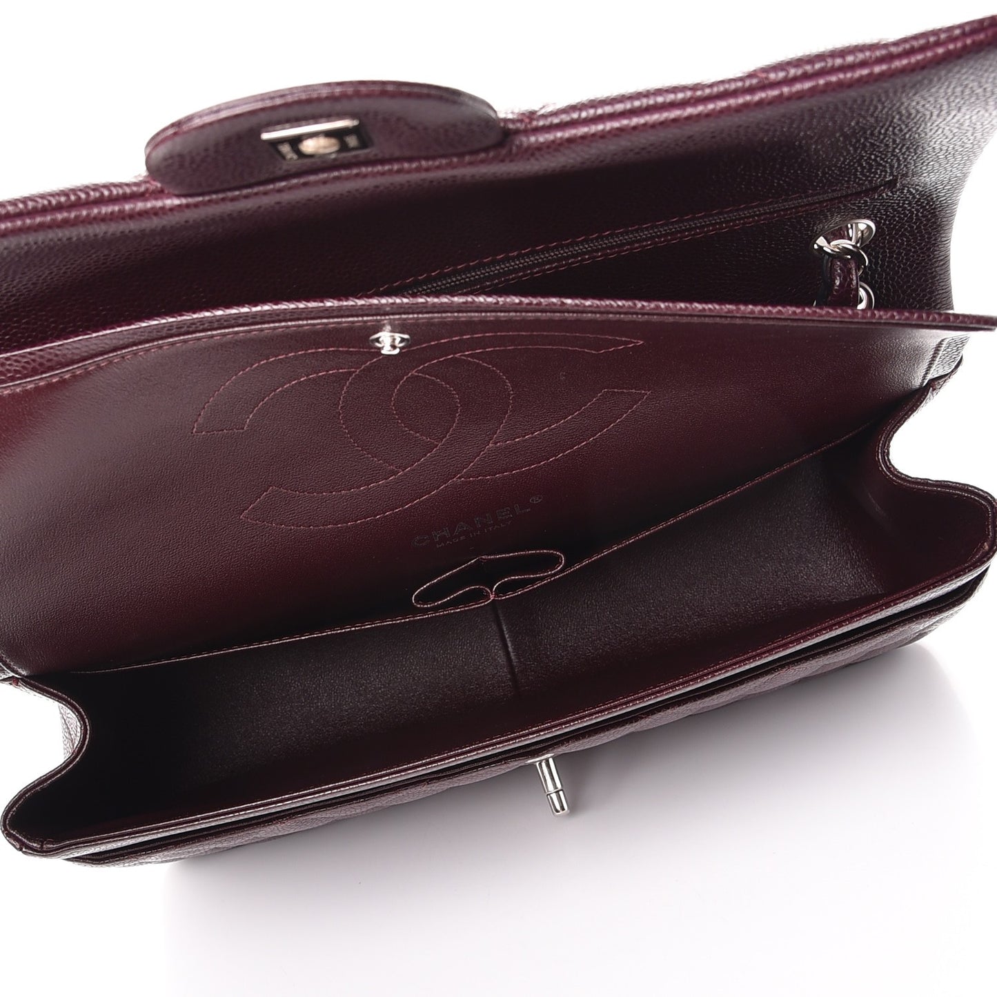 Caviar Quilted Jumbo Double Flap Burgundy