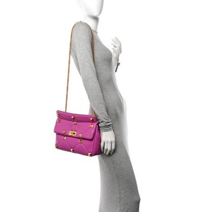 Valentino Garavani Nappa Large Roman Stud Shoulder Bag Radiant Orchid 2 of 9