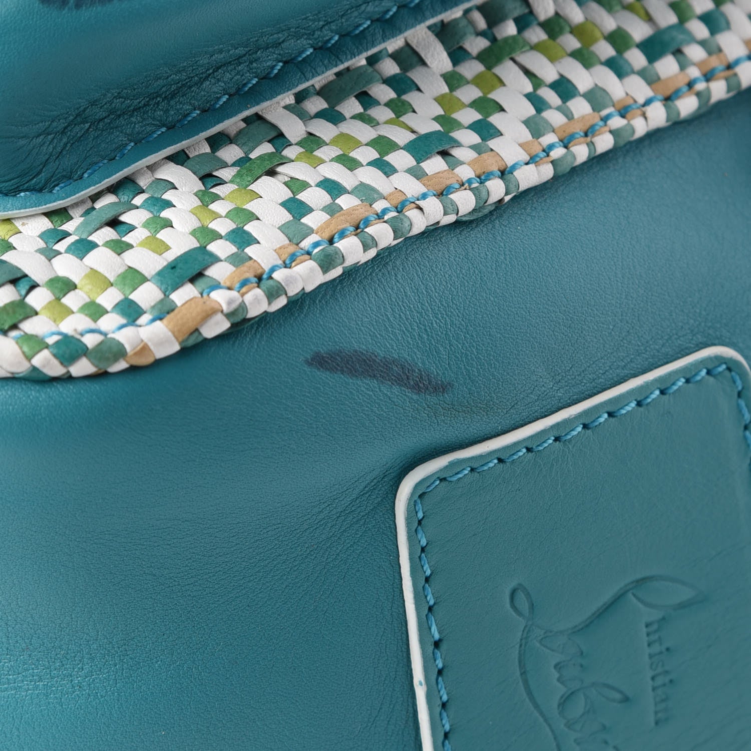 Christian Louboutin Calfskin Woven Valou Backpack Blue 11 of 12
