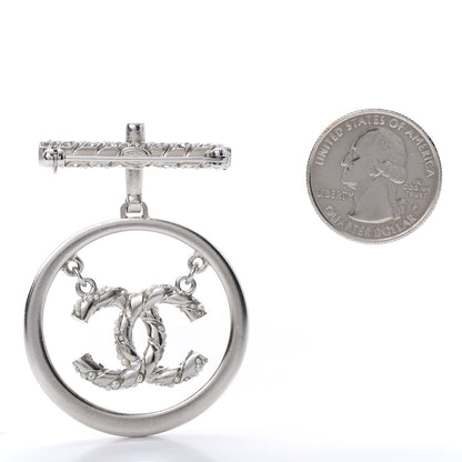 Chanel Pearl Crystal CC Brooch Silver 3 of 4
