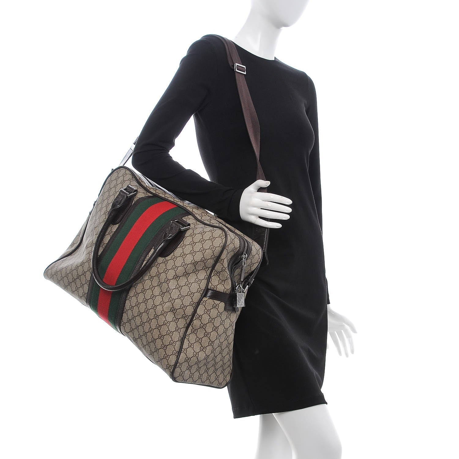 Gucci GG Plus Monogram Web Carry On Duffle Bag Ebony 2 of 14