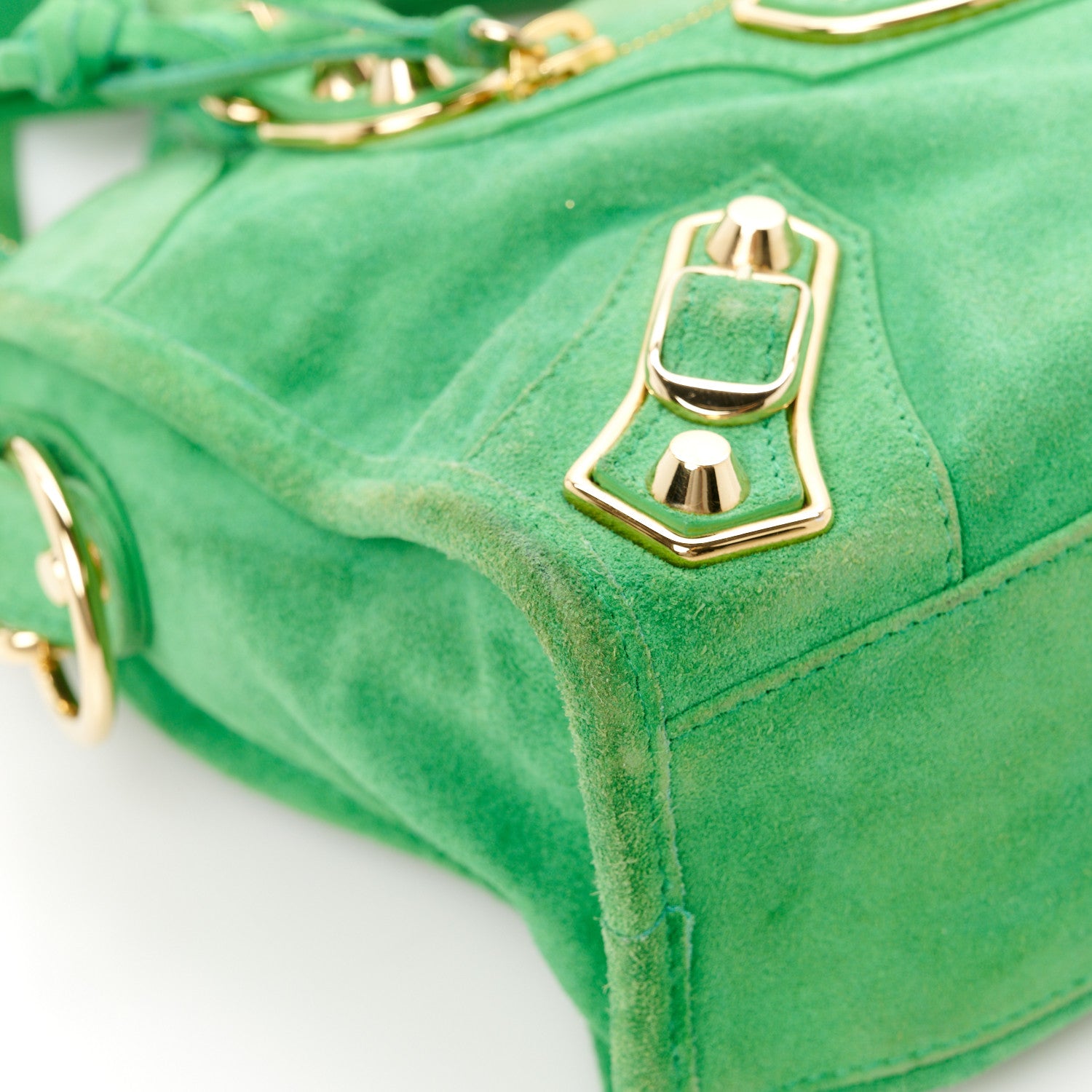 Balenciaga Baby Daim Suede Gold Metallic Edge Hardware Mini City Vert Fluo 15 of 15
