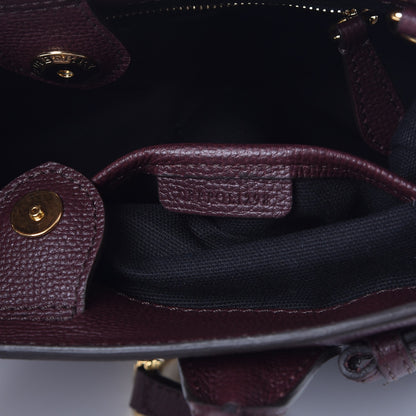Burberry Grainy Calfskin House Check Small Banner Tote Mahogany Red 8 of 9