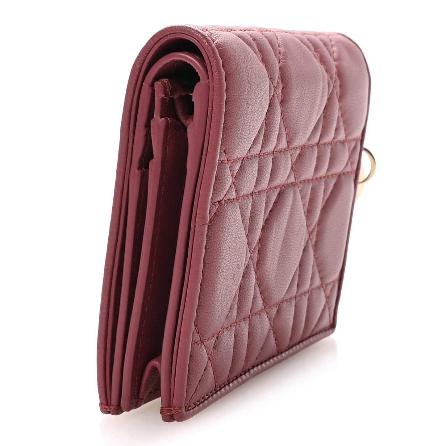 Lambskin Cannage Mini Lady Dior Wallet Burgundy