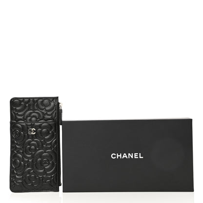 Chanel Caviar Camellia Embossed Classic Flat Wallet Pouch Black 11 of 11