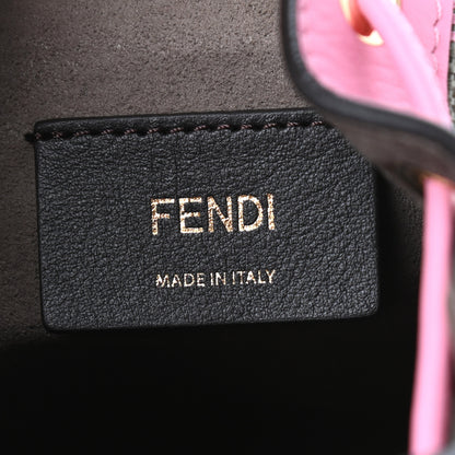 Fendi Raffia Vitello Seta F is Fendi Pequin Gingham Woven Mini Mon Tresor Bucket Bag Military Rosa Lollypop 6 of 9