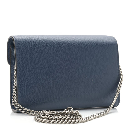 Gucci Dollar Calfskin Crystal Mini Dionysus Chain Wallet Blue Agata Black Diamond 2 of 10