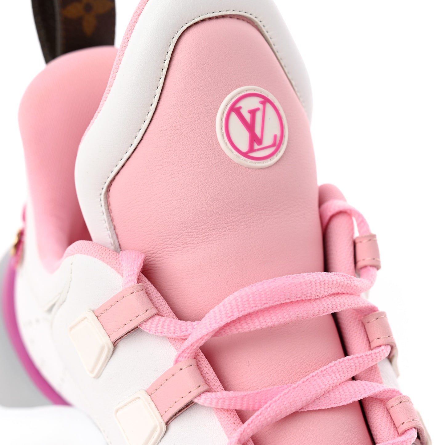 Calfskin Technical Nylon LV Archlight Sneaker 39 White Pink Gray