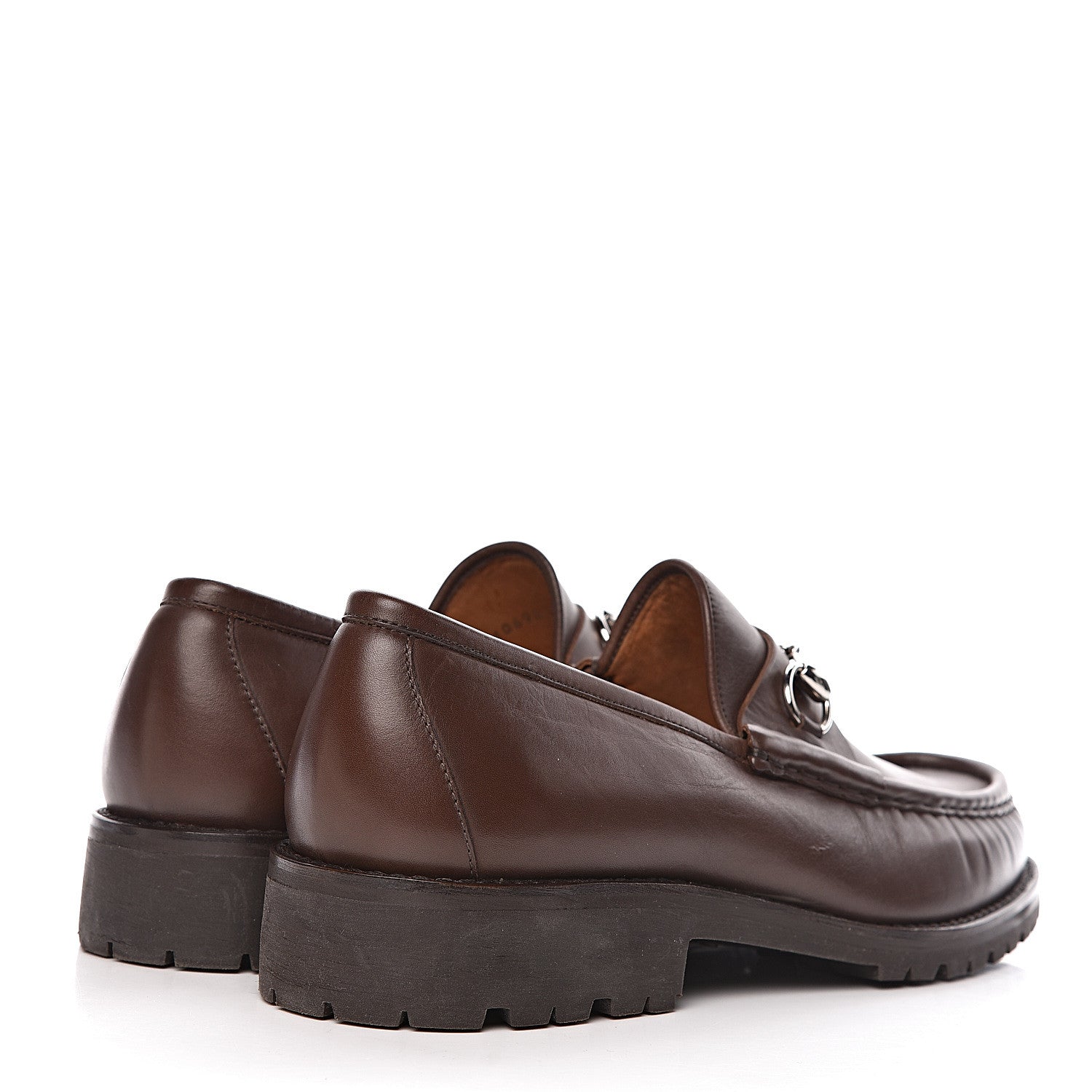 Gucci Laredo Calfskin Mens Horsebit Lug Sole Loafers 12 Brown 4 of 10