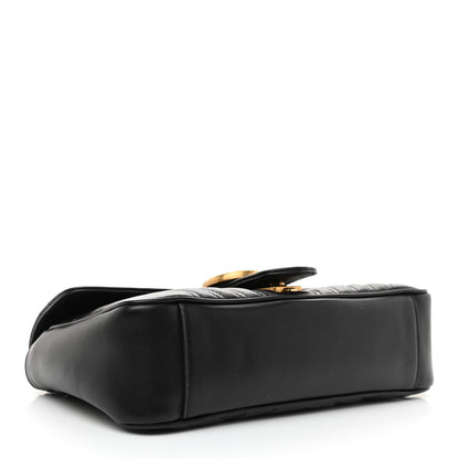 Gucci Calfskin Matelasse Small GG Marmont Shoulder Bag Black 3 of 7