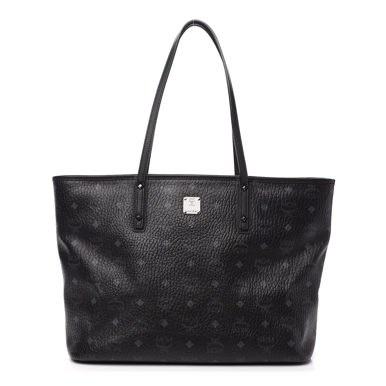 MCM Visetos Medium Anya Zip Top Shopper Tote Black 1 of 11