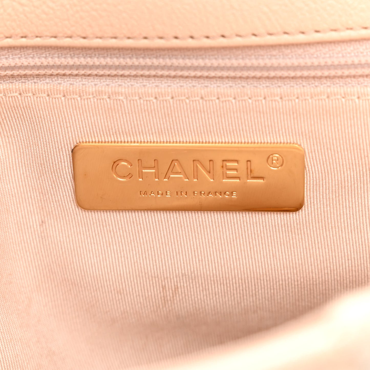Calfskin Crochet Large Chanel 19 Flap Beige