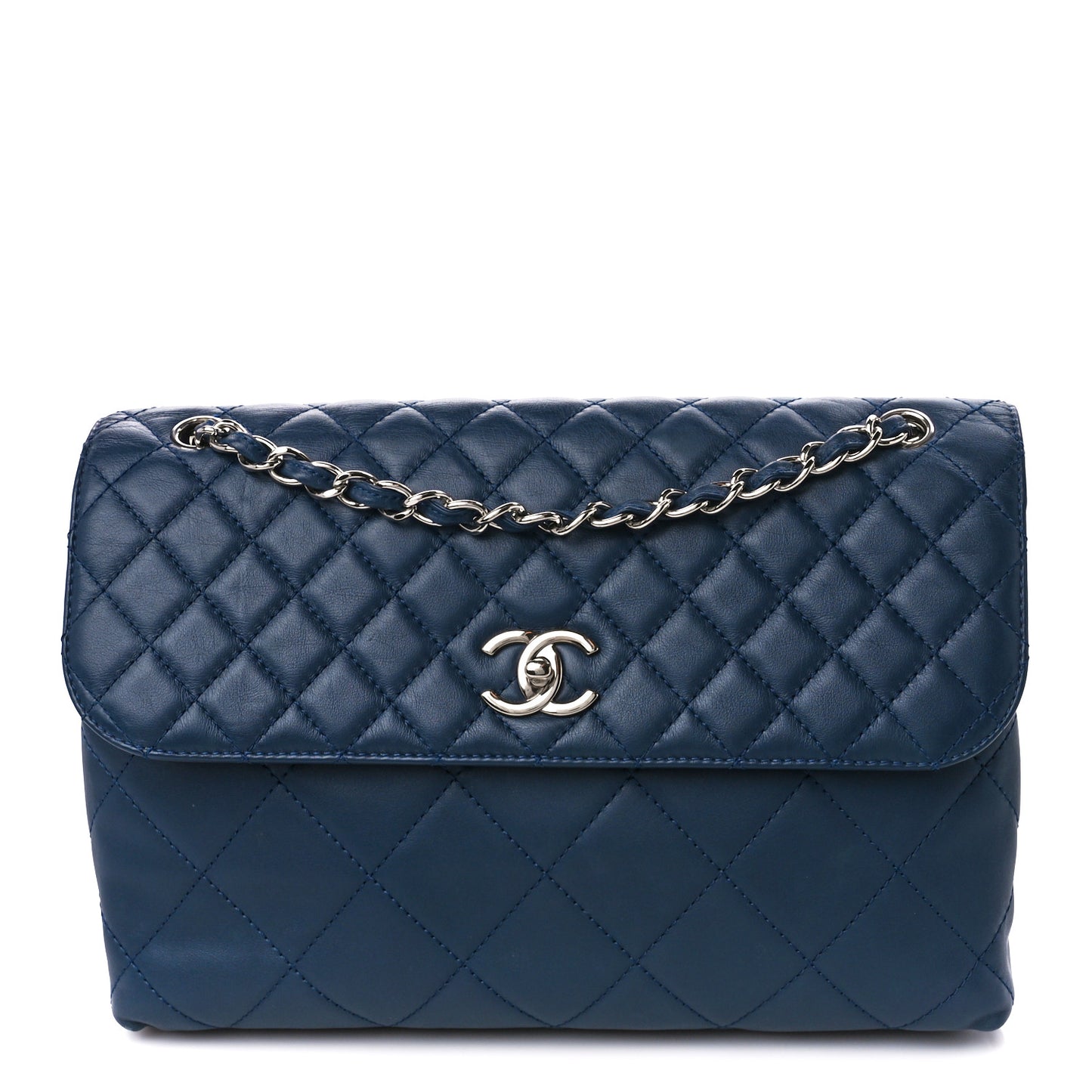 Calfskin Quilted In the Business Flap Dark Navy Blue