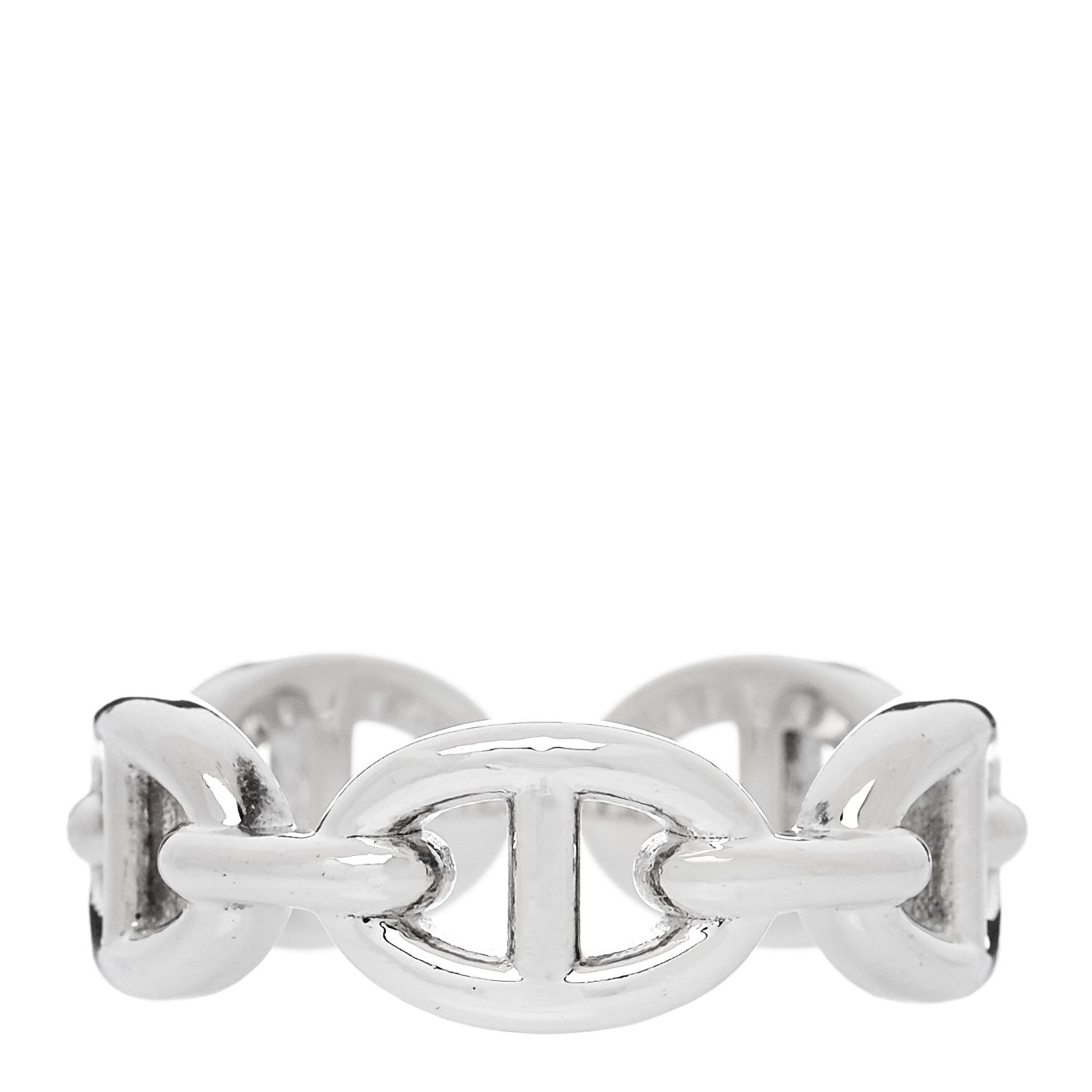 Hermes Sterling Silver PM Chaine d'Ancre Enchainee Band Ring 53 6.5 1 of 6