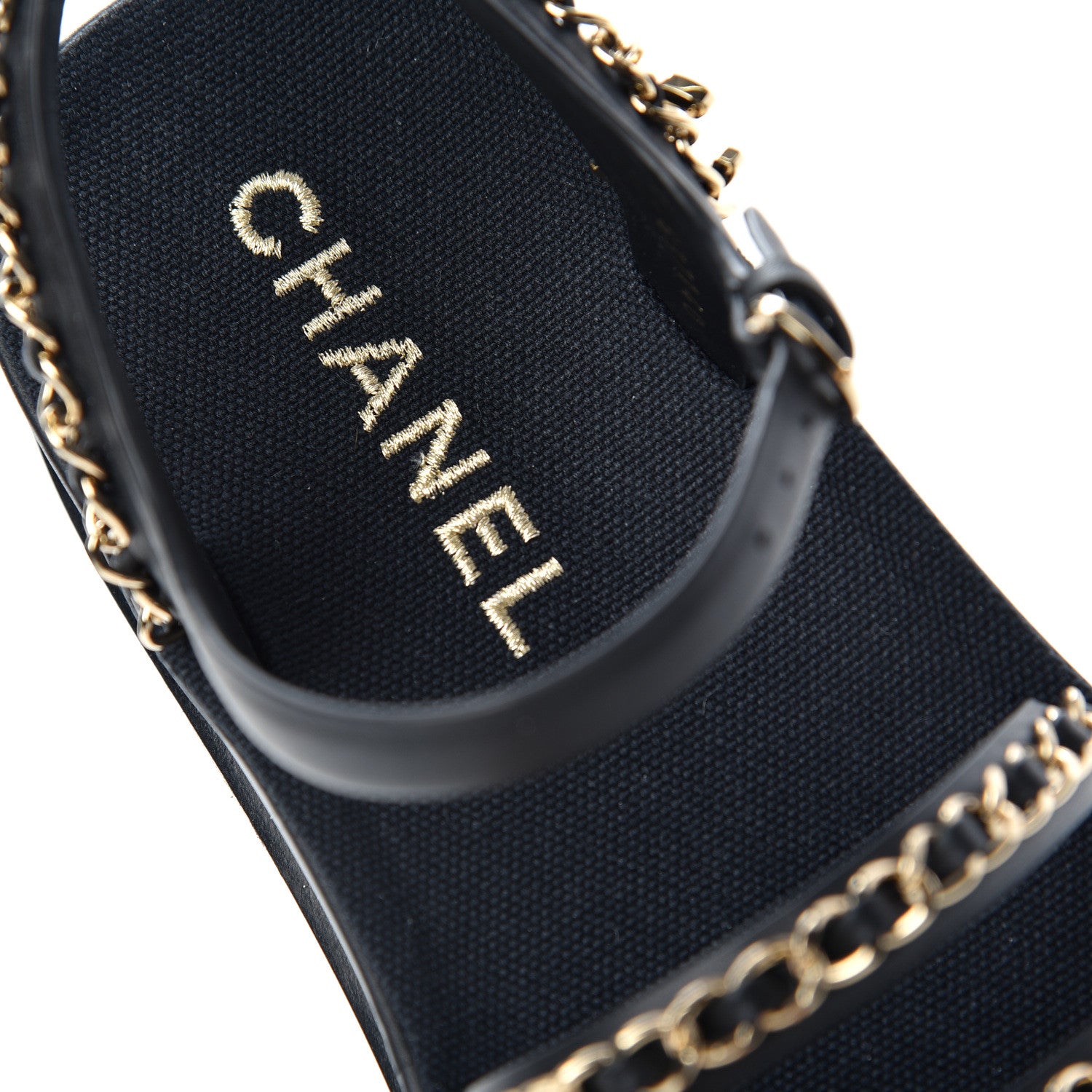 Chanel Calfskin Chain Platform Sandals 37 Navy 8 of 11