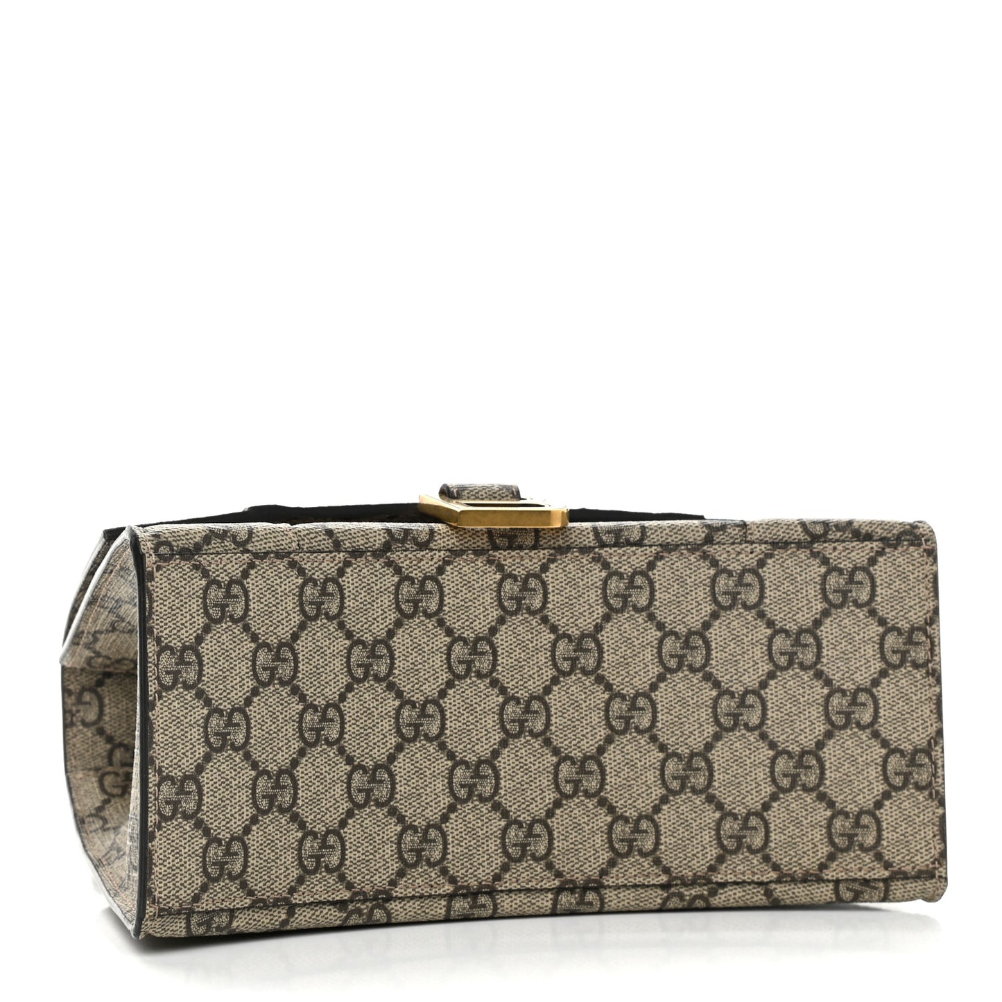 X GUCCI GG Supreme Monogram Small Hourglass Top Handle Bag Beige Ebony