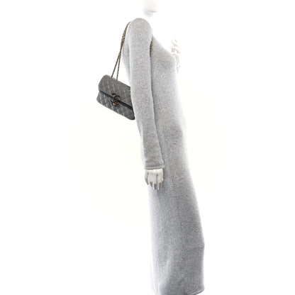 Chanel Lambskin Quilted Small CC Chic Flap Grey Dark Navy 2 of 12