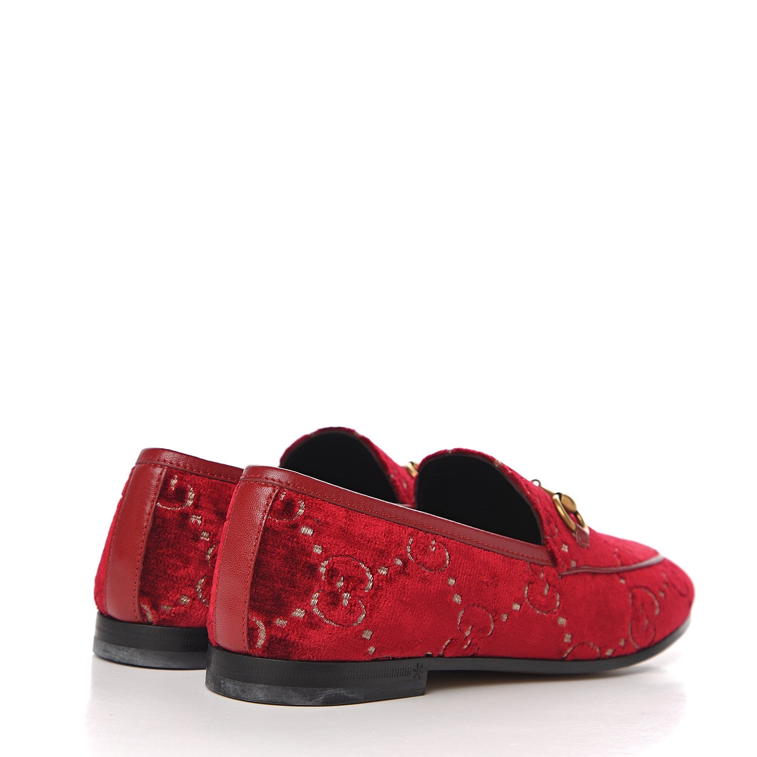 Gucci Velvet Malaga Kid GG Monogram Horsebit Womens Jordaan Loafers 35 Red Cipria Romantic Cerise 4 of 10