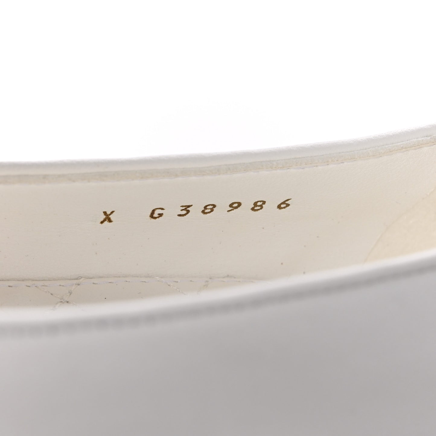 Lambskin Patent Calfskin Cap Toe Ankle Chain Ballerina Flats 38 White Black