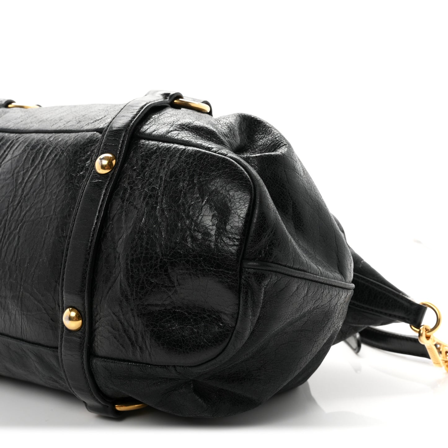 Vitello Lux Gathered Tote Black