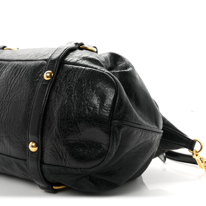 Miu Miu Vitello Lux Gathered Tote Black 9 of 10