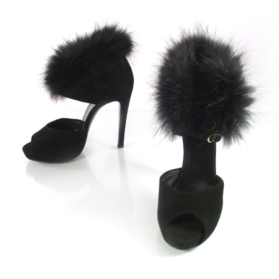 Suede Mink Baggatelle Platform Heels 36.5 Black
