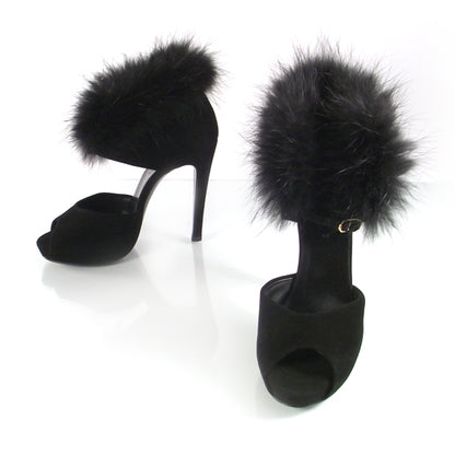 Hermes Suede Mink Baggatelle Platform Heels 36.5 Black 1 of 7
