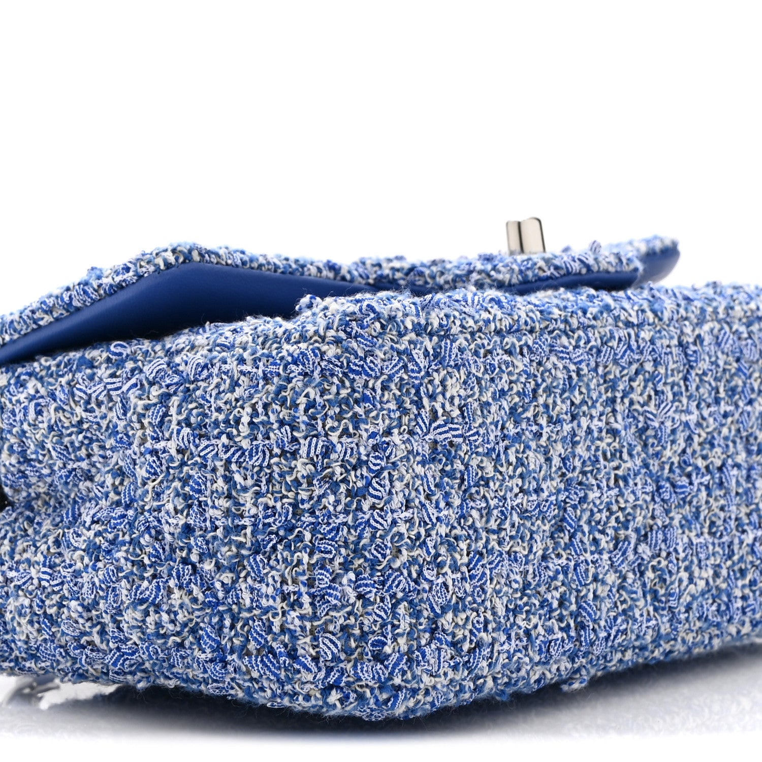 Chanel Tweed Quilted Mini Rectangular Flap Blue White 9 of 11