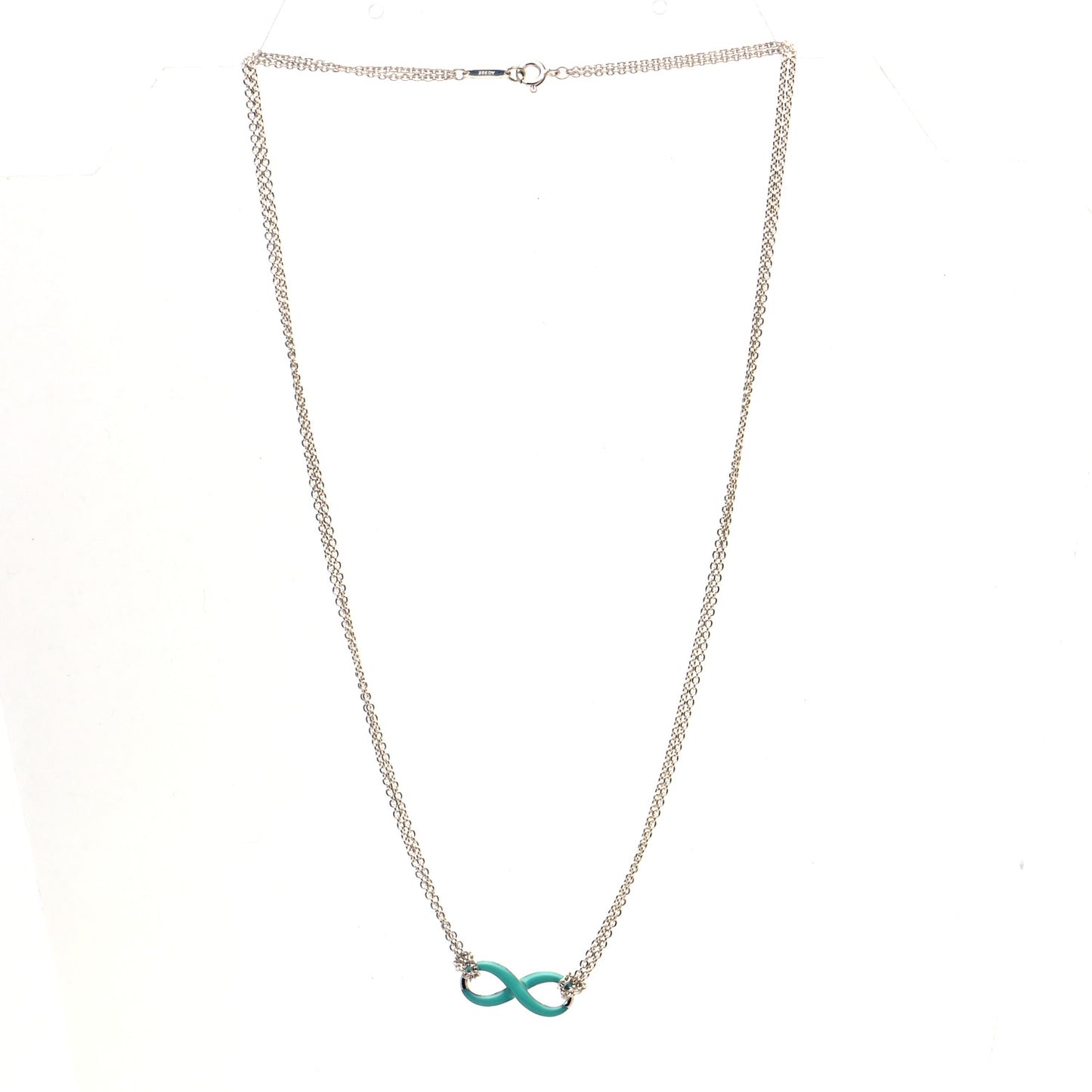 Sterling Silver Enamel Infinity Necklace Blue