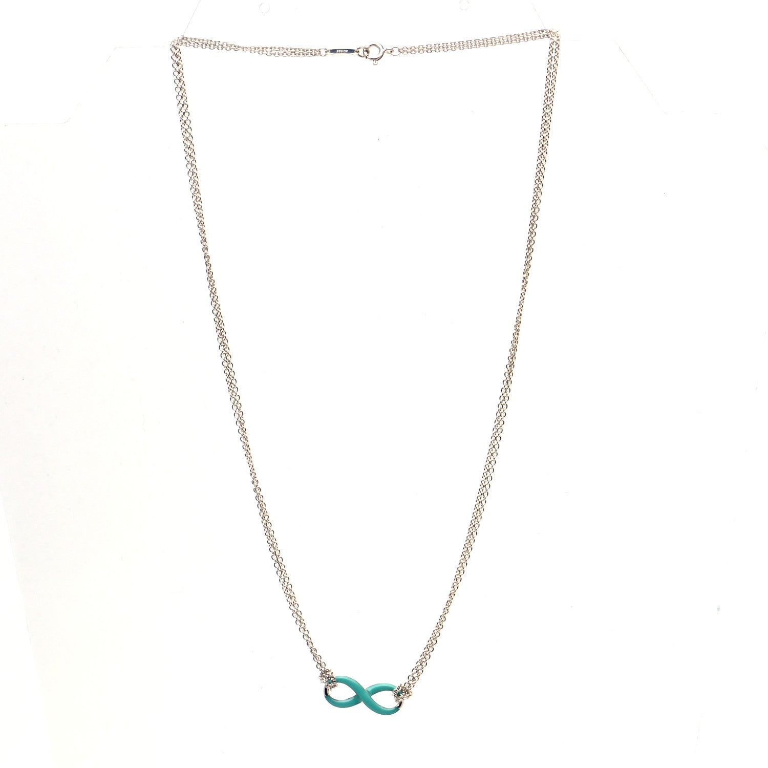 Tiffany Sterling Silver Enamel Infinity Necklace Blue 3 of 6