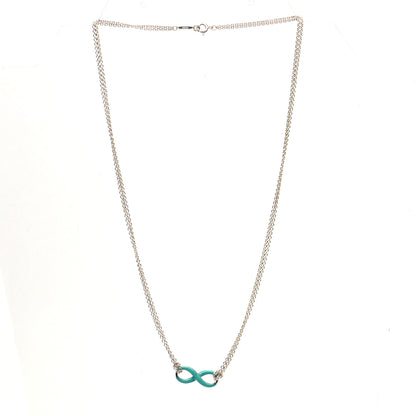 Tiffany Sterling Silver Enamel Infinity Necklace Blue 3 of 6