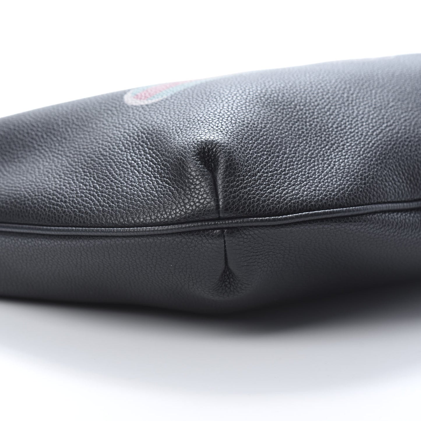 Grained Calfskin Logo Half Moon Hobo Black
