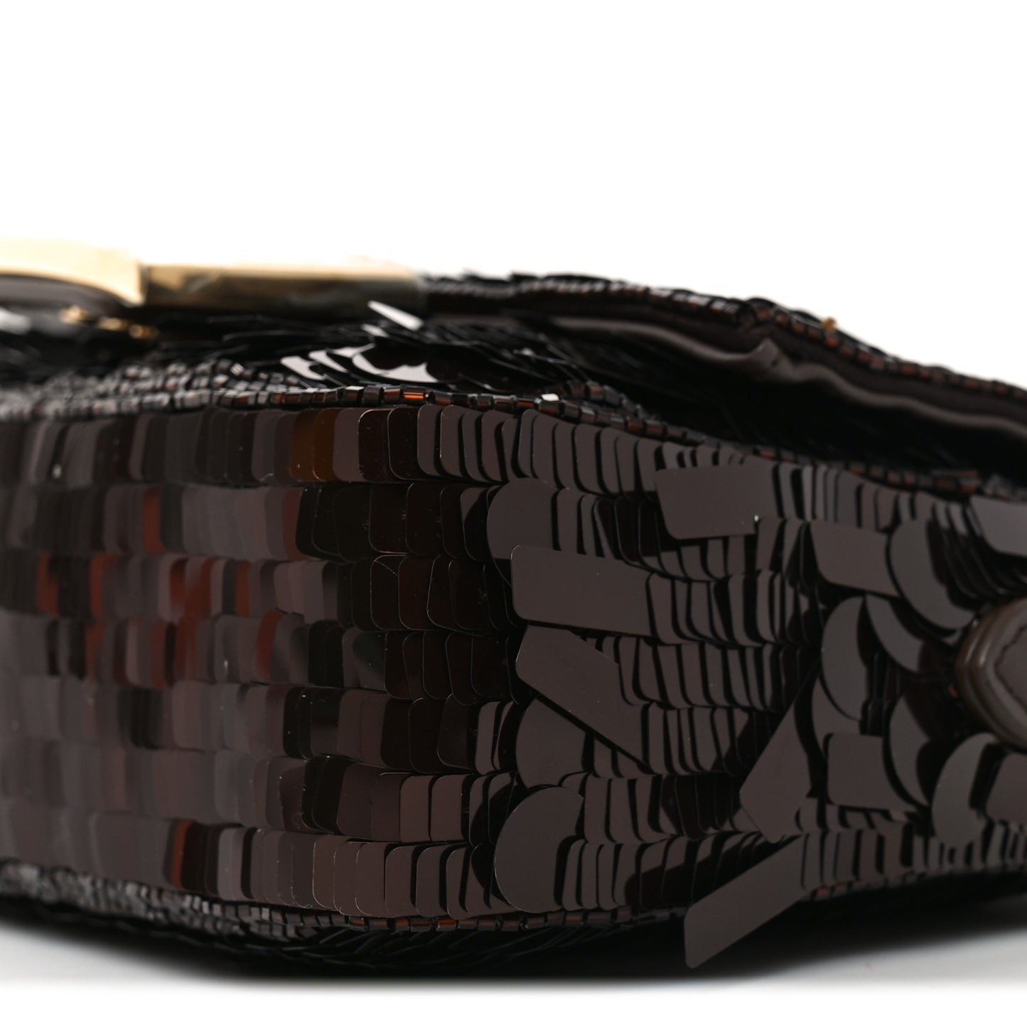 Sequin Paillettes Vitello Grace Sex and the City Mini Baguette  Marrone Scuro
