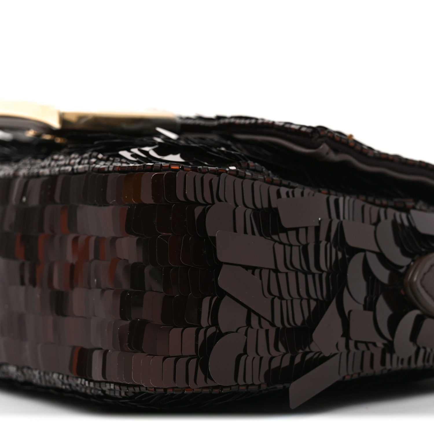 Fendi Sequin Paillettes Vitello Grace Sex and the City Mini Baguette  Marrone Scuro 10 of 11