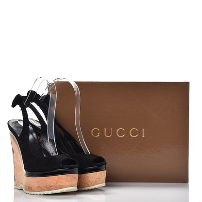 Gucci Kid Scamosciato Tattoo Heart Wedge Sandals 36.5 Naturale 10 of 10