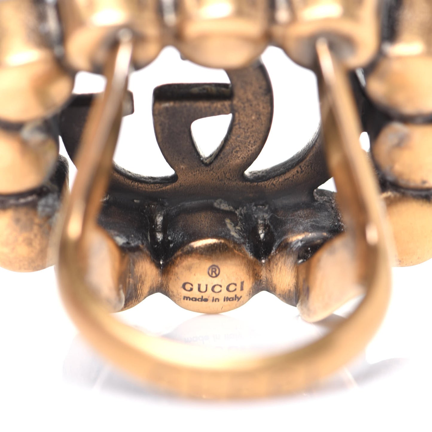 Metal Crystal Marmont Ring M Aged Gold