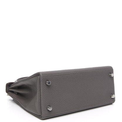 Hermes Togo Horseshoe Kelly Retourne 25 Etain Plomb 4 of 10