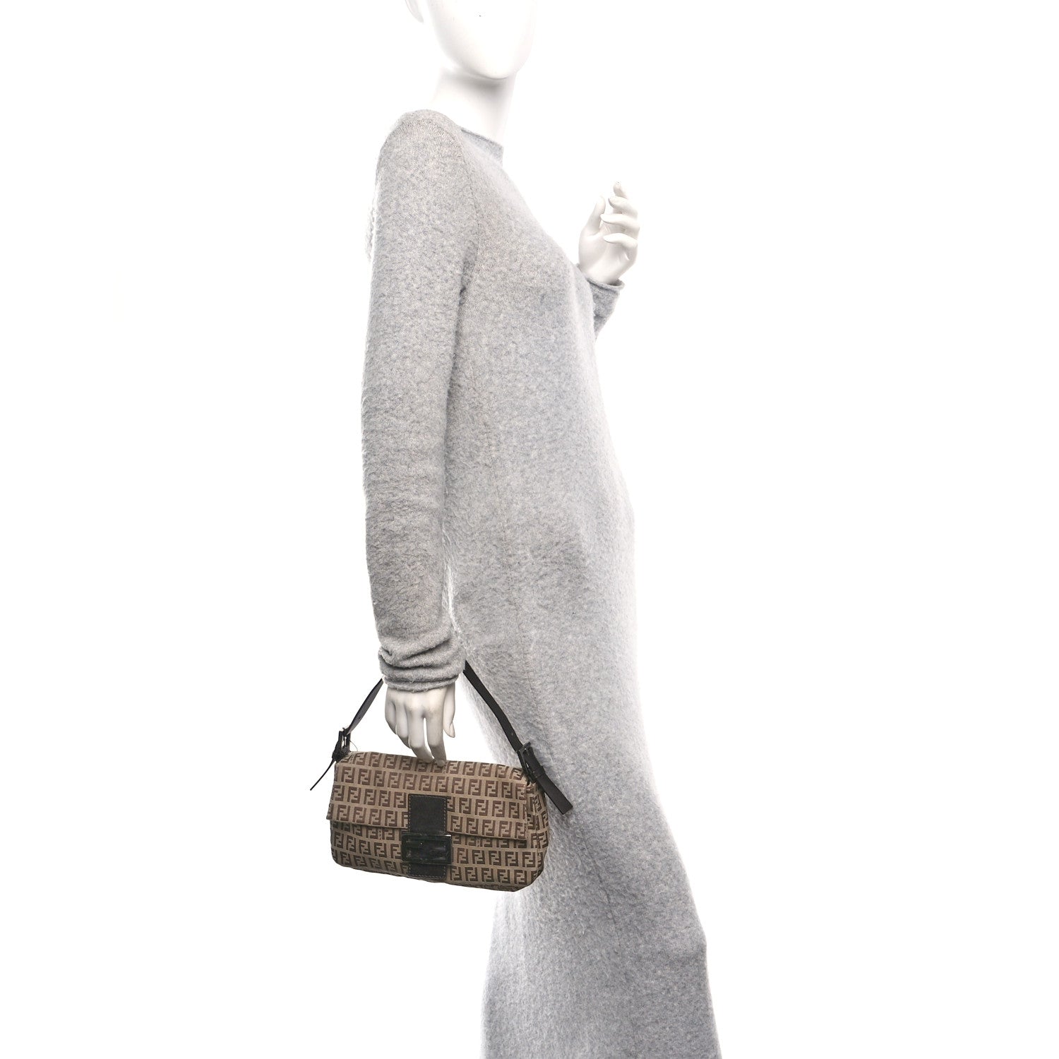 Fendi Zucchino Baguette Toro Mogano Panna 2 of 10