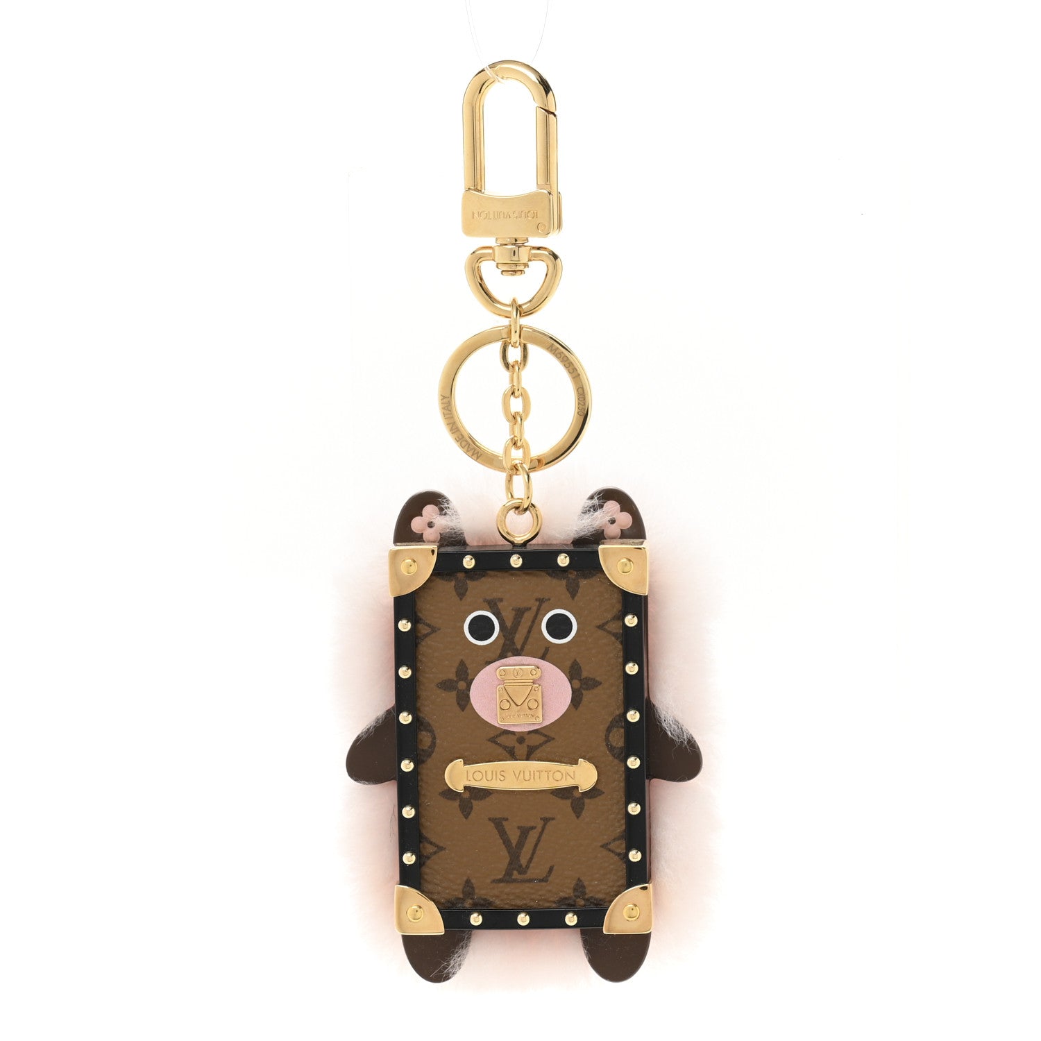 Louis Vuitton Wild Fur Monogram Eye-Trunk Bear Bag Charm Pink 1 of 5