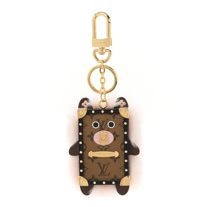 Louis Vuitton Wild Fur Monogram Eye-Trunk Bear Bag Charm Pink 1 of 5