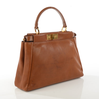 Fendi Vitello Saddle Medium Peekaboo Iconic Satchel Siena 3 of 8