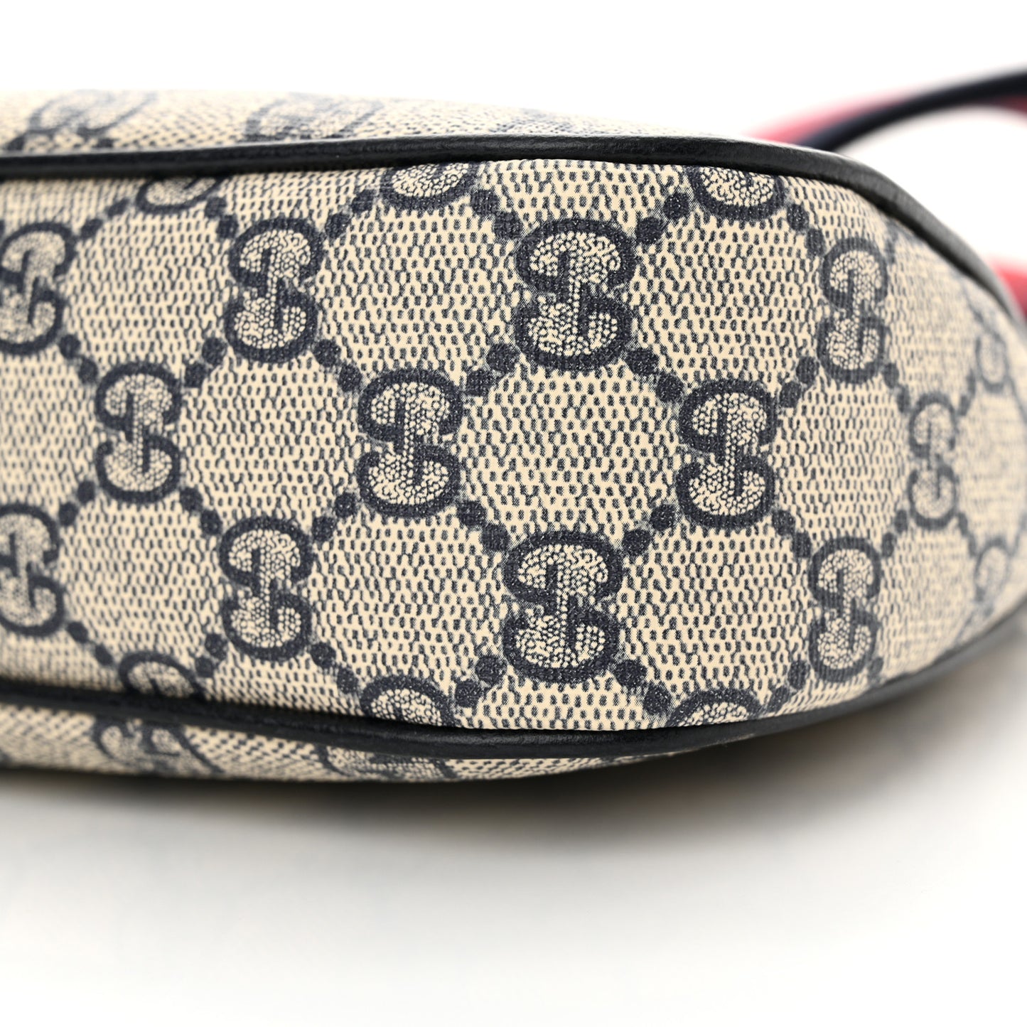 GG Supreme Monogram Textured Dollar Calfskin Web Small Ophidia GG Handbag Beige Blue