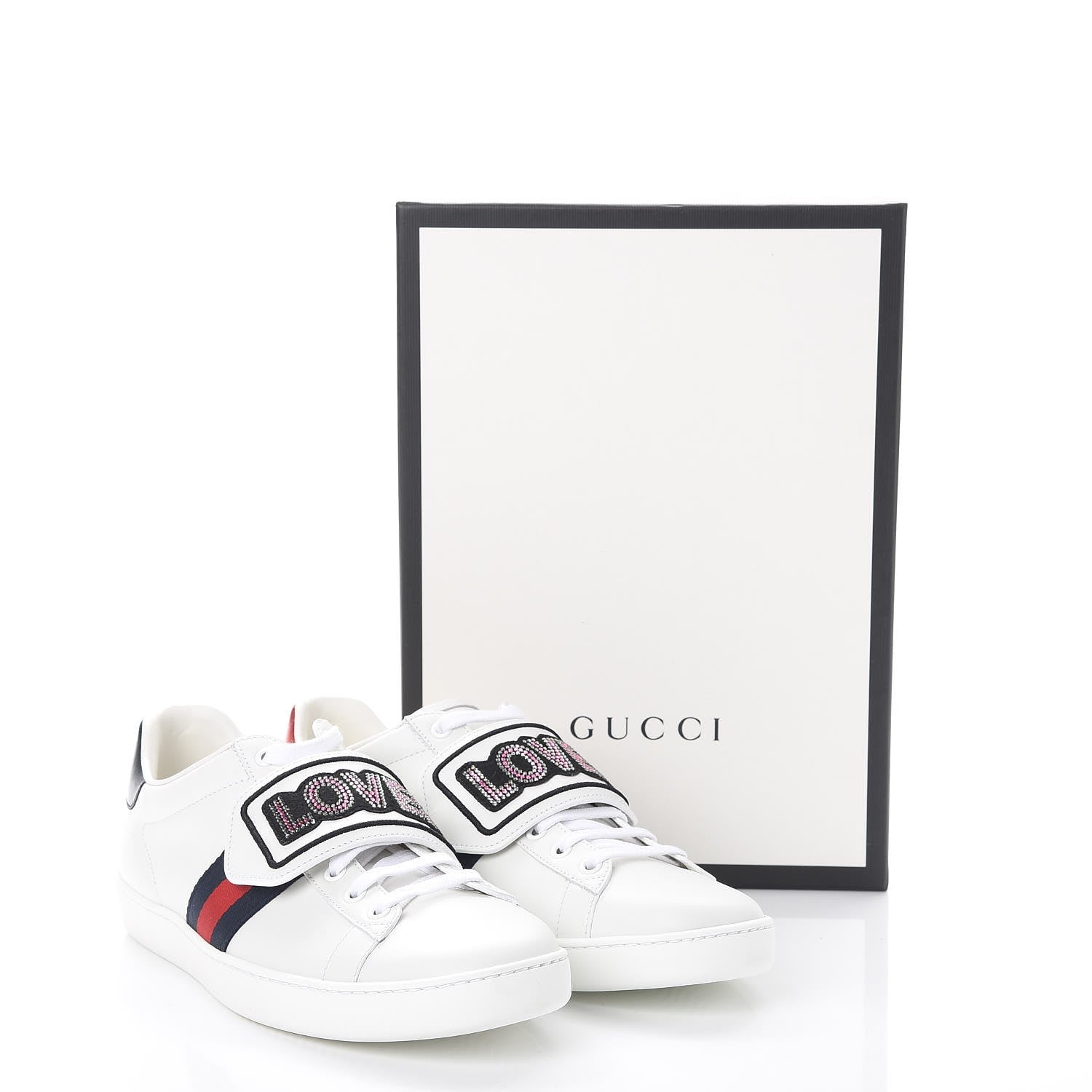 Gucci Calfskin Ayers Crystal LOVED Embroidered New Ace Sneakers 40.5 White 11 of 11