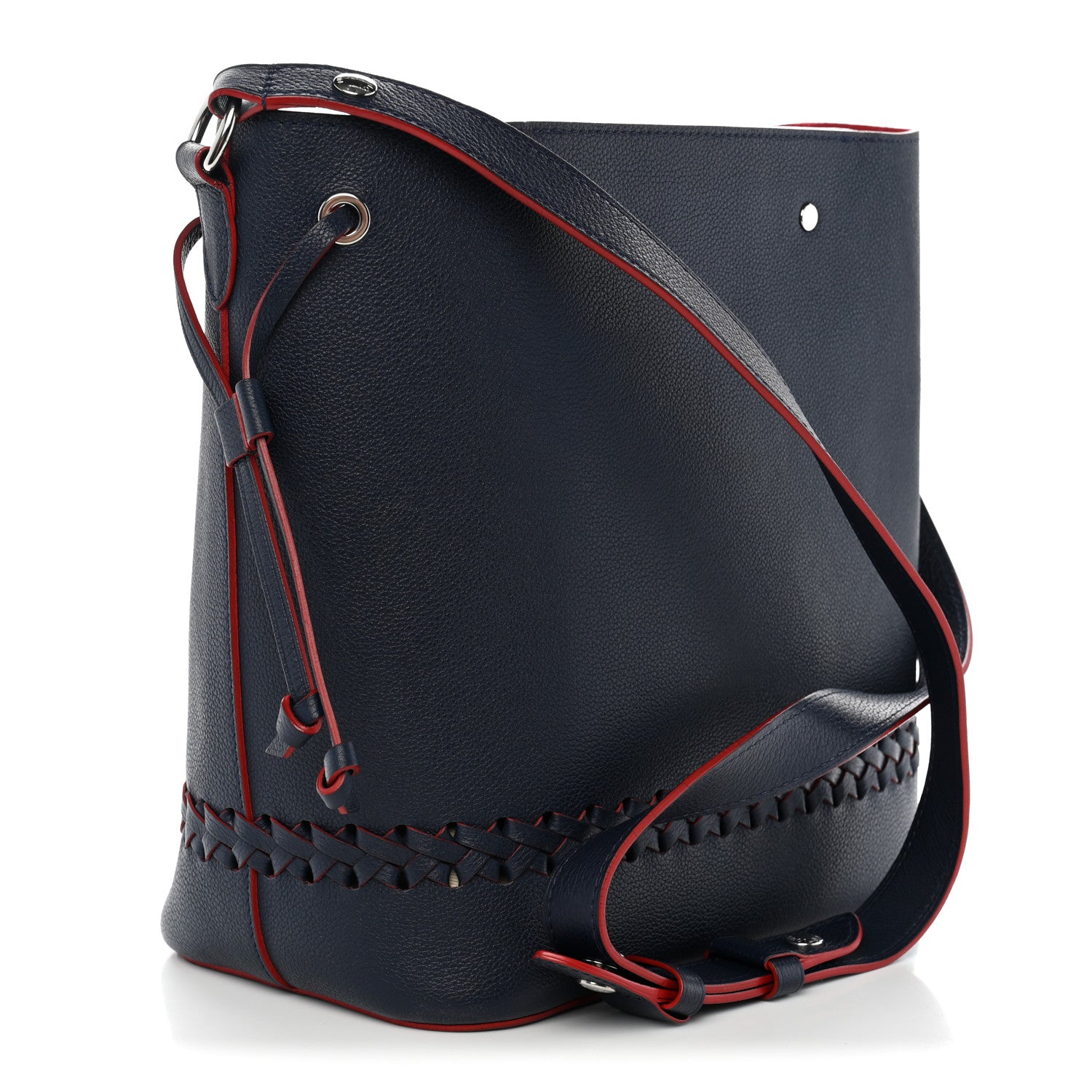 Louis Vuitton Soft Calfskin Braided Lockme Bucket Marine Rouge 3 of 12