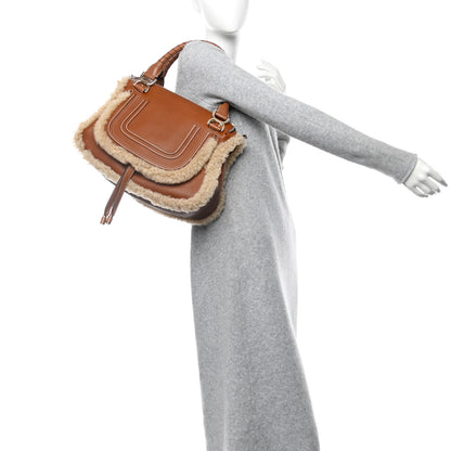 Chloe Calfskin Shearling Medium Marcie Satchel Tan 2 of 10