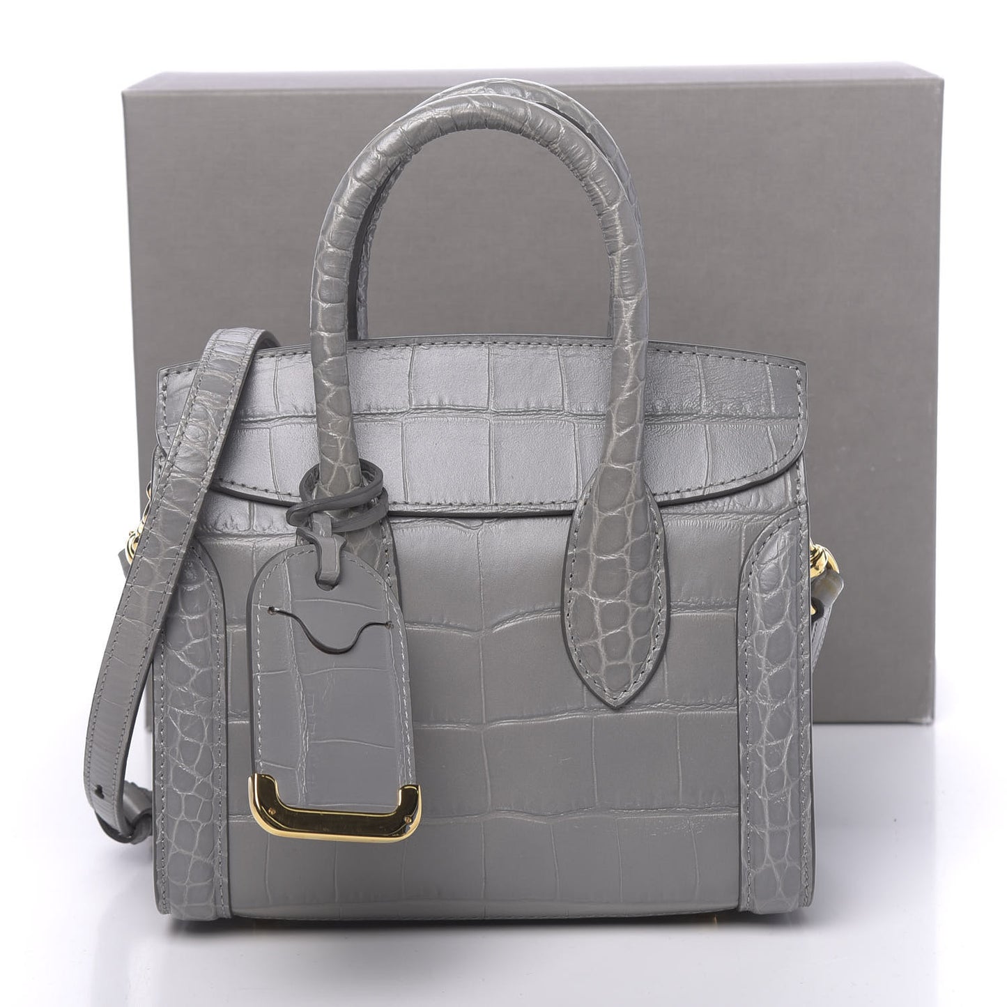 Calfskin Crocodile Embossed Mini Heroine 21 Smog
