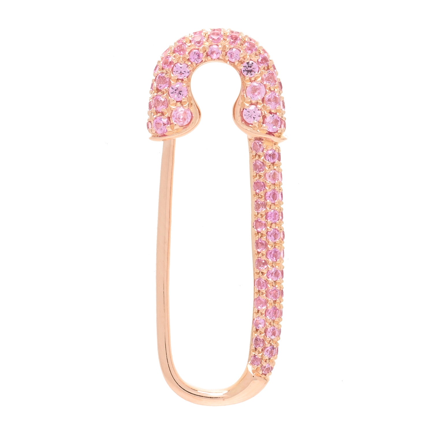 Anita Ko 18K Rose Gold Pink Sapphire Safety Pin Earring 1 of 3