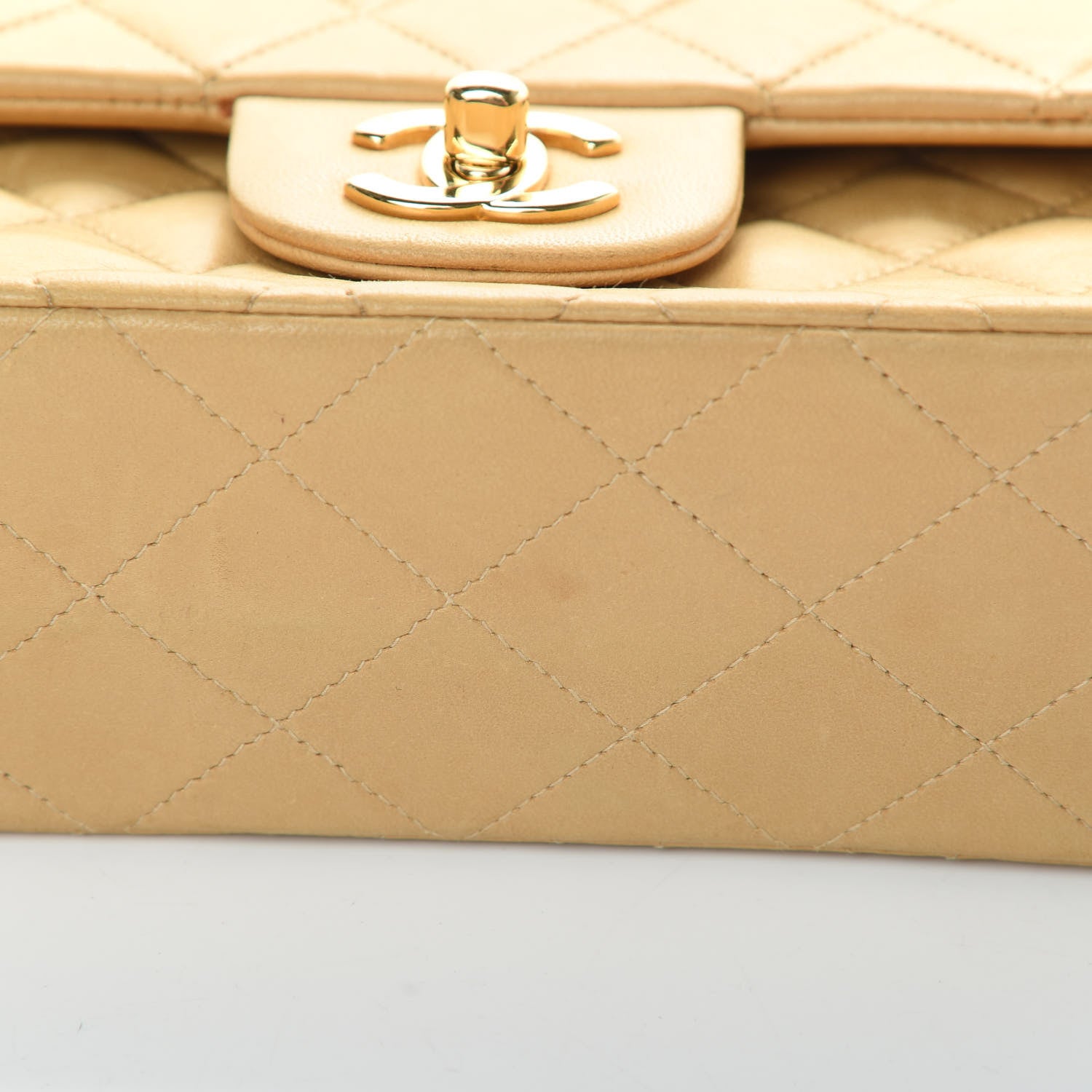 Chanel Lambskin Quilted Medium Double Flap Beige 15 of 18