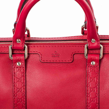 Gucci Calfskin Microguccissima Trim Medium Boston Raspberry Red 6 of 10