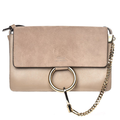 Chloe Suede Calfskin Small Faye Shoulder Bag Motty Grey 1 of 7